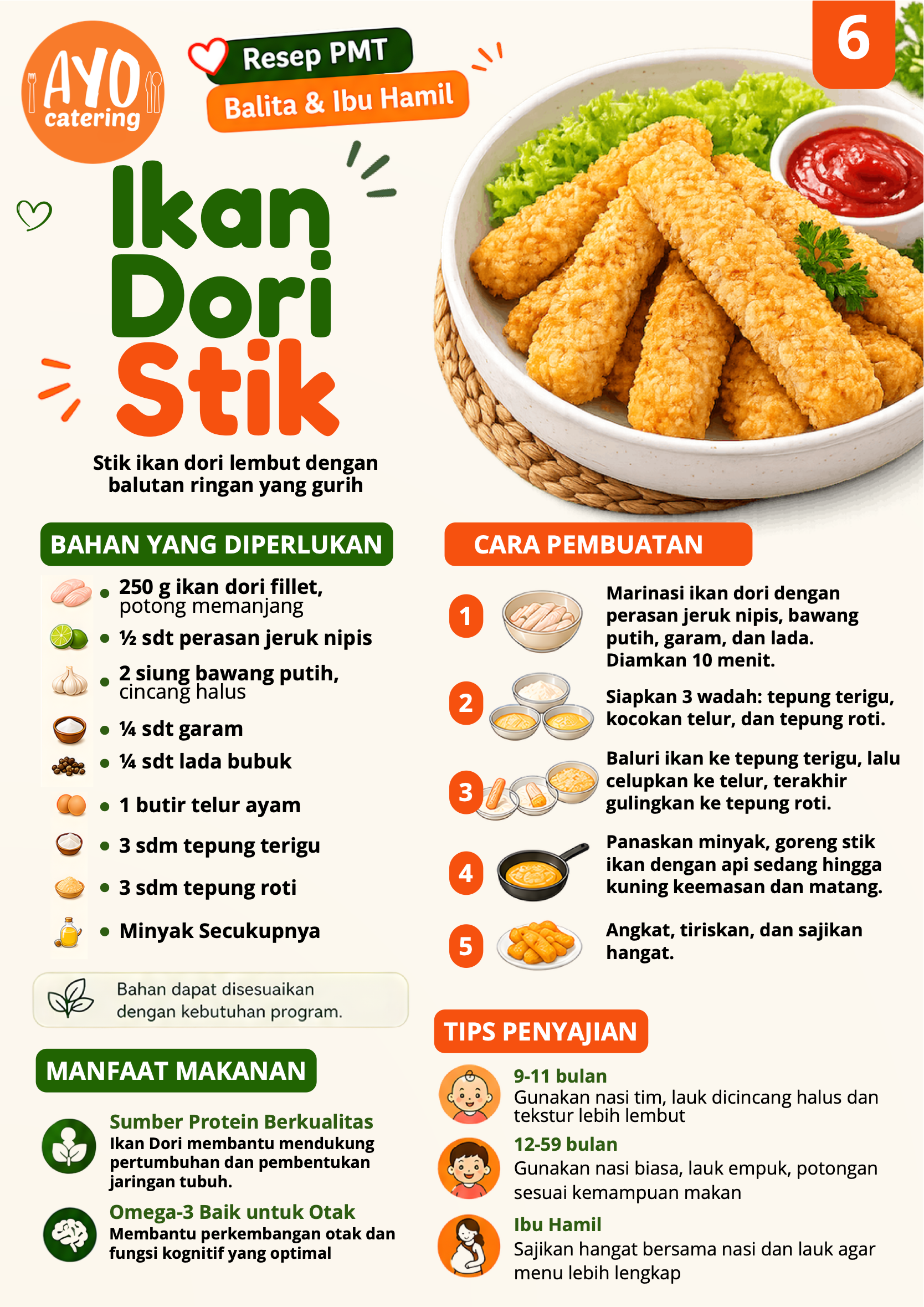 Resep ikan dori stik PMT Ayo Catering Depok