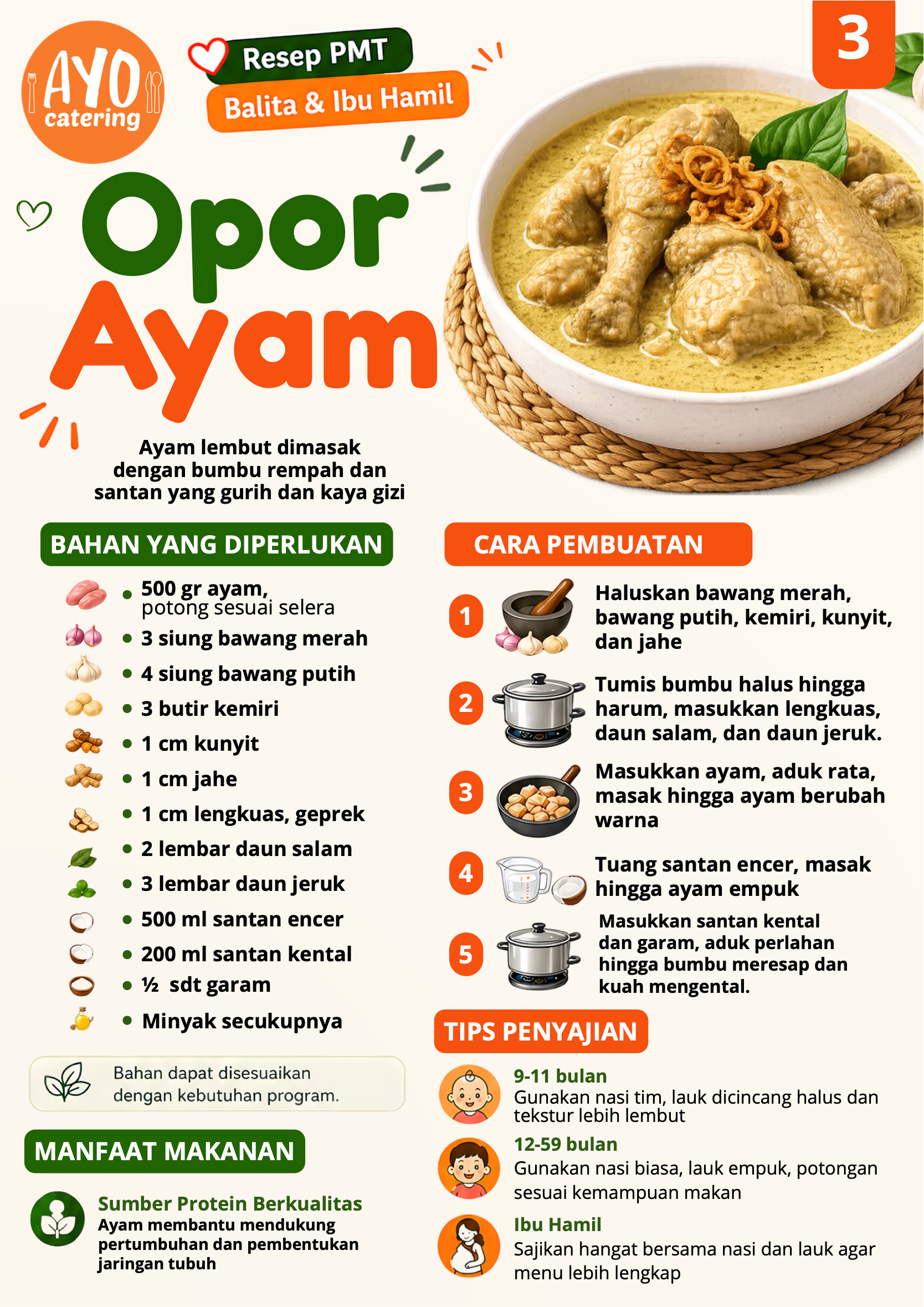 Resep opor ayam PMT Ayo Catering Depok