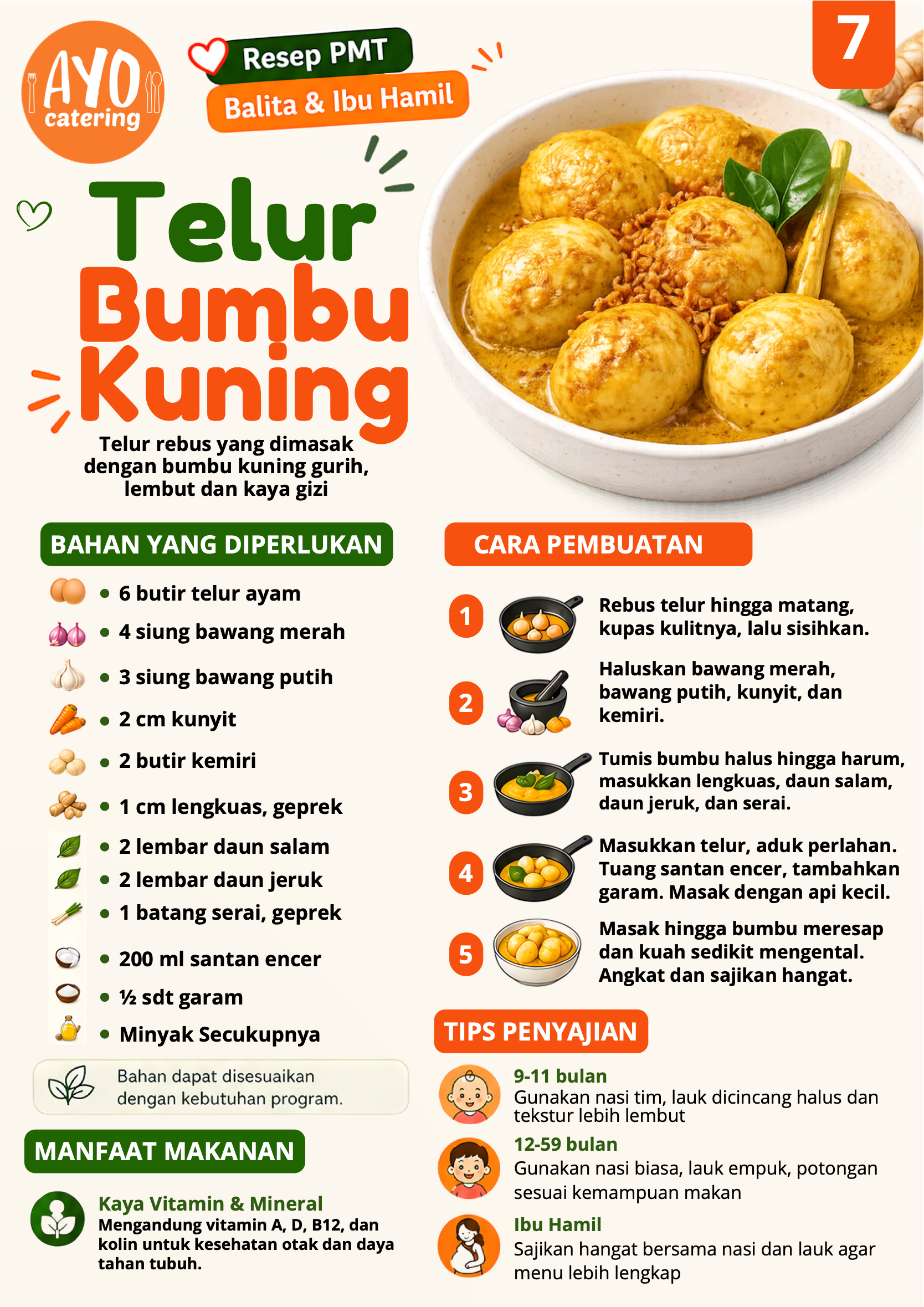 Resep telur bumbu kuning PMT Ayo Catering Depok